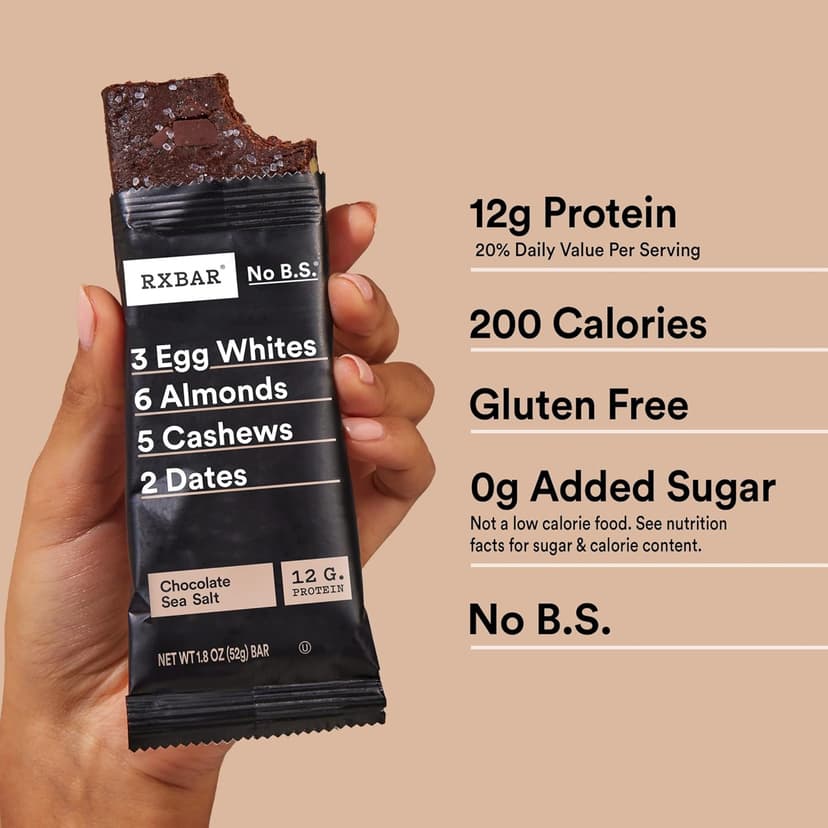 RXBAR Protein Bars, Protein Snack, Snack Bars, Chocolate Sea Salt, 18.3oz Box (10 Count)