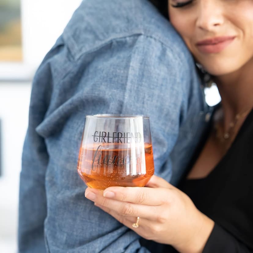 Engagement Gifts for Couples - Unique Fiance Gift for Him or Her! Whiskey Wine Glasses with Diamond Wine Stopper