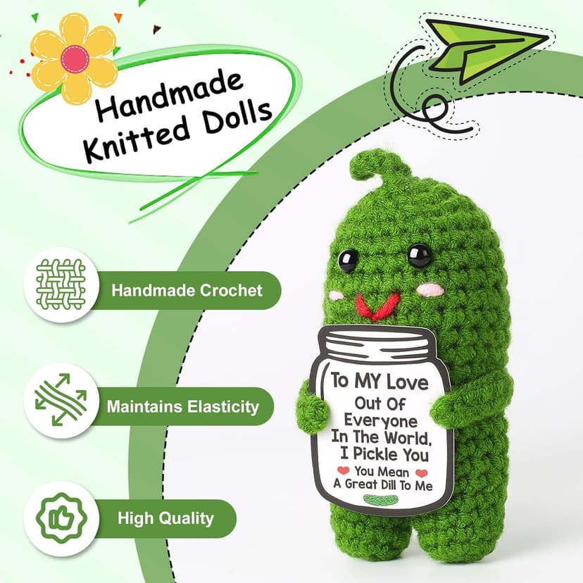 I Love You Gifts for Her, Him, Wife, Husband, Couple, Romantic Gifts for Boyfriend Girlfriend, Anniversary Perfect Gifts for Women Men, Handmade Crochet Pickle