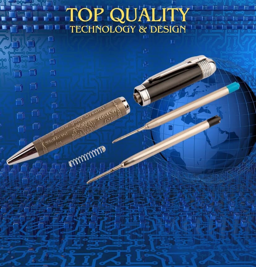 Fancy Pen for Men with Gift Box - Valuable Luxury Pen for Business and Office, Executive Gift for Family & Friends - Special Engraving & Led Decorative Box (BLACK SILVER)