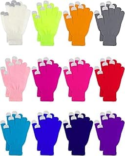 Pangda 12 Pairs Winter Touch Screen Gloves for Men Women Stretch Knitted Texting Gloves Warm Windproof Solid Color Mittens