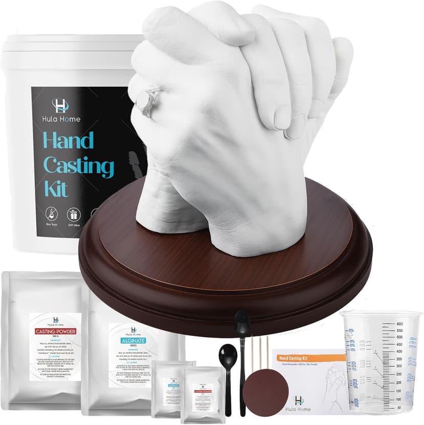 Hula Home Hand Casting Kit for Couples or Family with Mounting Plaque | Anniversary DIY Gifts Her & Him, Keepsake Sculpture Wedding Kids,