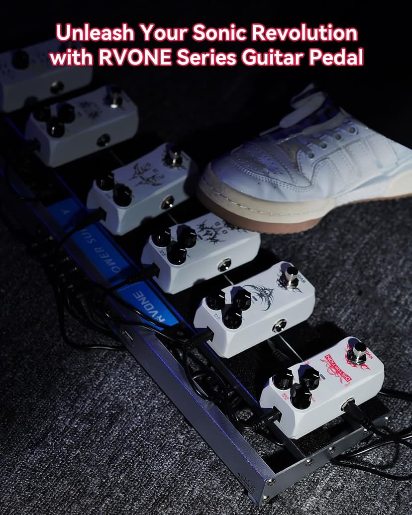 RVONE High Gain Distortion Pedal for Electric Guitar, Aluminum Guitar Pedal, Analog Guitar Effects Pedal for Compact Stage & Studio Pedal, True Bypass