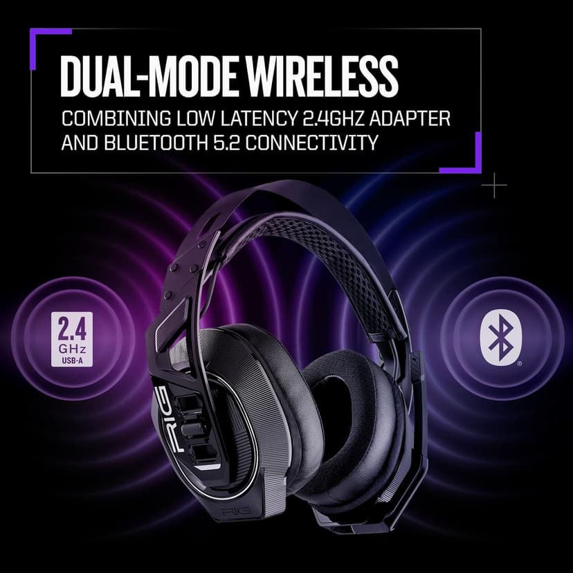 RIG 900 MAX HX Universal Dual Wireless Gaming Headset 2.4GHz/Bluetooth for Xbox, PlayStation, Nintendo Switch, PC, Android, iPhone - Charging Base - 60 Hours Battery - Dolby Atmos 3D Audio