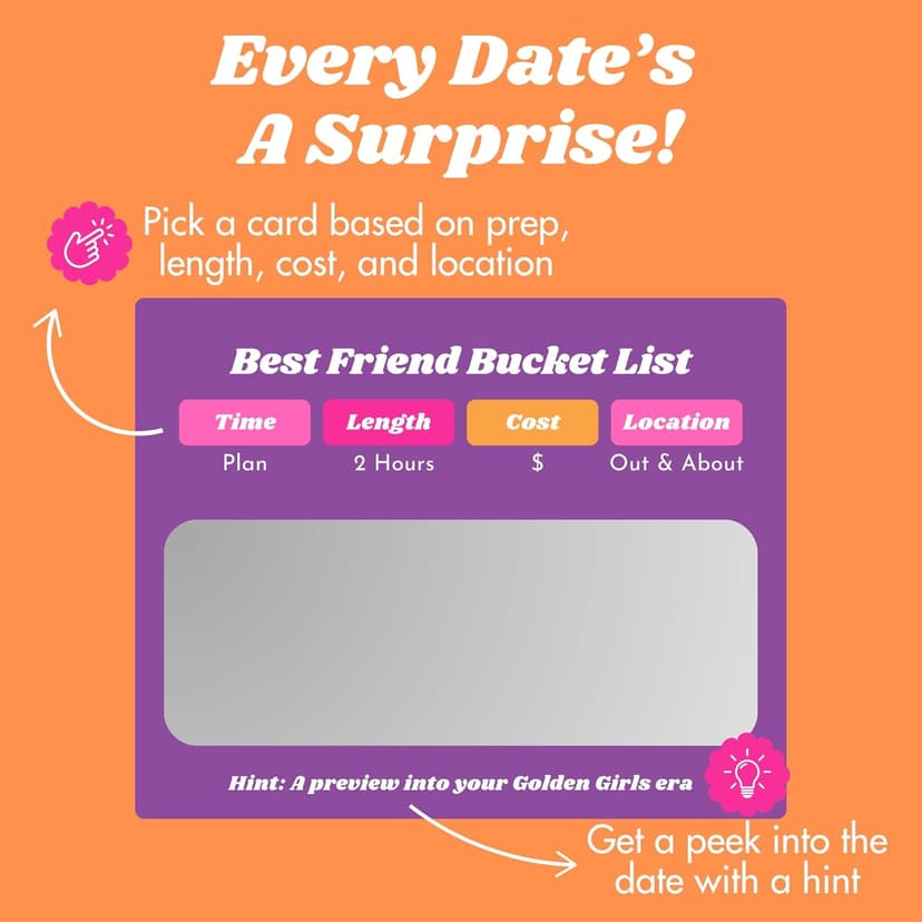 Best Friend Bucket List Scratch Off Cards – 35 Fun Adventure Date Ideas for Friends – Unique Gift for Women, Besties, or BFFs – Fun Friendship Gift for Birthdays or Holidays
