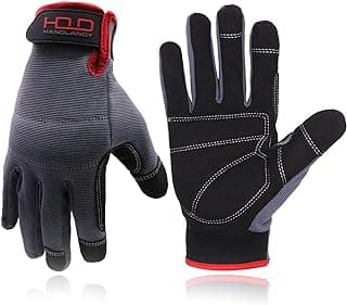 HANDLANDY Work Gloves for Men & Women, Utility Mechanic Working Gloves Touch Screen, Flexible Yard Work Gloves