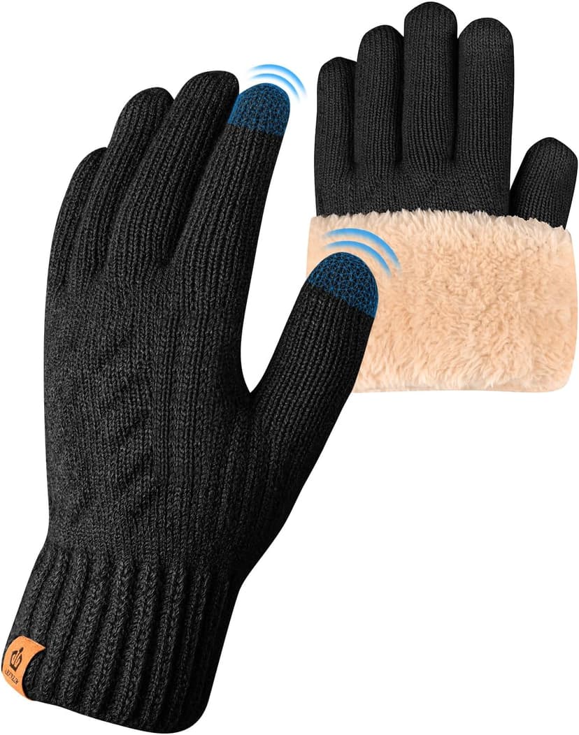 ARFNKIM Thermal Winter Gloves-Fleece Lining Touch Screen Knit Stretchy Warm Gloves for Running Cycling Riding- Men Women