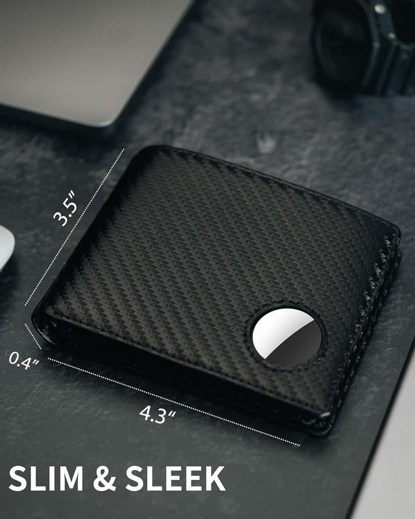 Serovi AirTag Wallet for Men Genuine Leather Bifold Wallet with AirTag Holder RFID Blocking Wallet With 2 ID Window and 12 Cards Holders Gift Box (Airtag Not included)