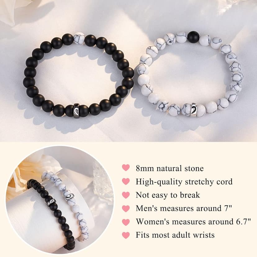 UNGENT THEM Matching Couple Ring Bracelets for Boyfriend Girlfriend Husband Wife Valentines Anniversary Birthday Engagement Gifts