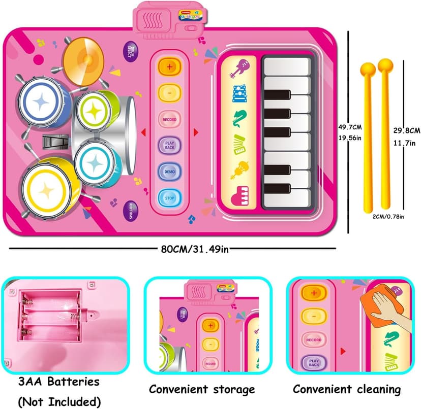Toys for 1 Year Old Girl Gifts,2 in 1 Piano Mat Montessori Toys for 1 2 Year Old Girl,Educational Musical Toy First Birthday Gifts for 1 2 3 Year Old Girls,Christmas Stocking Stuffers for Toddler Girl