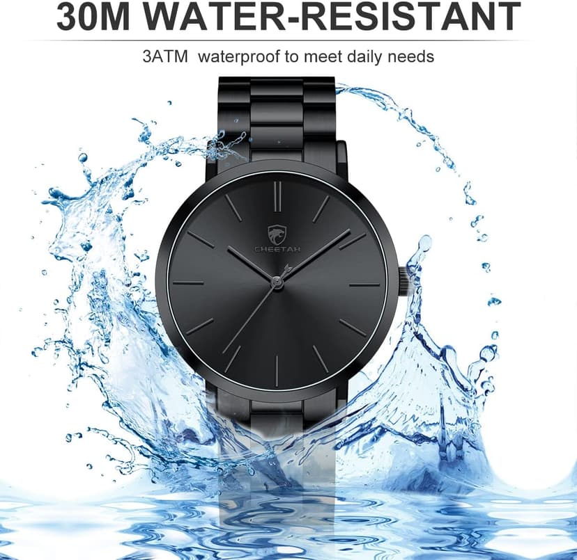 GOLDEN HOUR Men's Watches Slim Minimalist Runway Plated Stainless Steel Quartz Analog Watch