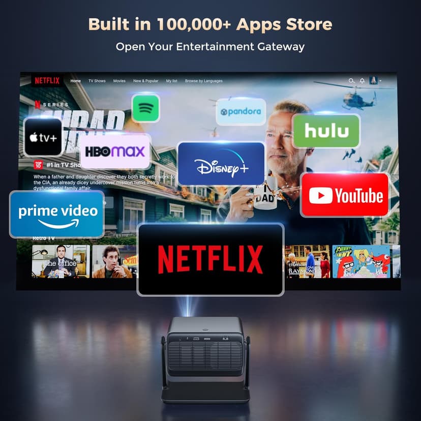 Goodee Viedo Projector With Wifi And Bluetooth, Smart Movie System/ Dolby Audio/ Auto Focus & Keystone Portable Projector, 4k Video Decode & 1080p Native For Home Theater / Outdoor