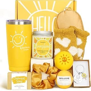Gift Baskets for Women, 10pcs Unique Birthday Gifts for Women, Best Friend Birthday Xmas Gifts, Get Well Soon Gift Basket Sending Sunshine Cheer Up Box for Sister Friendship - BRIGHTEN UP HER DAY!