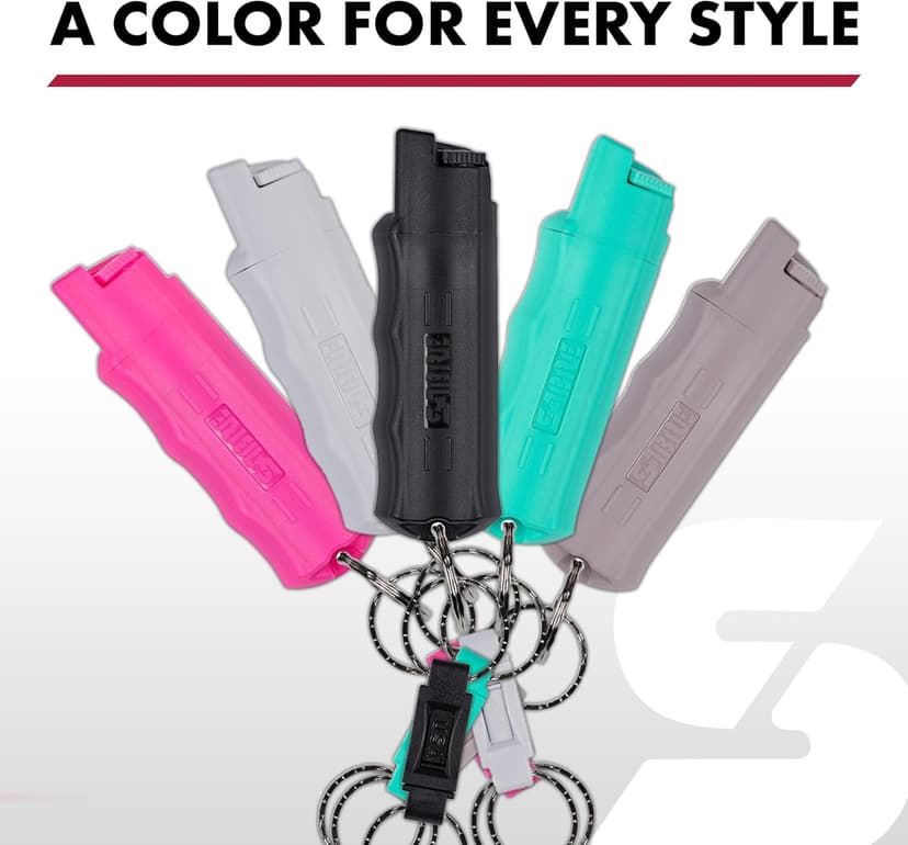 SABRE 3-in-1 Defense Spray – Pepper Spray, Tear Gas & UV Dye, Quick Release Keychain for Easy Carry, Finger Grip for Aim, 3X Longer Spray Time (Up to 10 Seconds), Max Police Strength, 0.54 fl oz