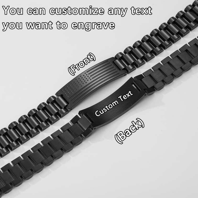 To My Man Boyfriend Husband Son Bracelet Gifts, Stainless Steel American Flag Watch Link Bracelet Valentines Christmas Jewelry Gifts for Men Him