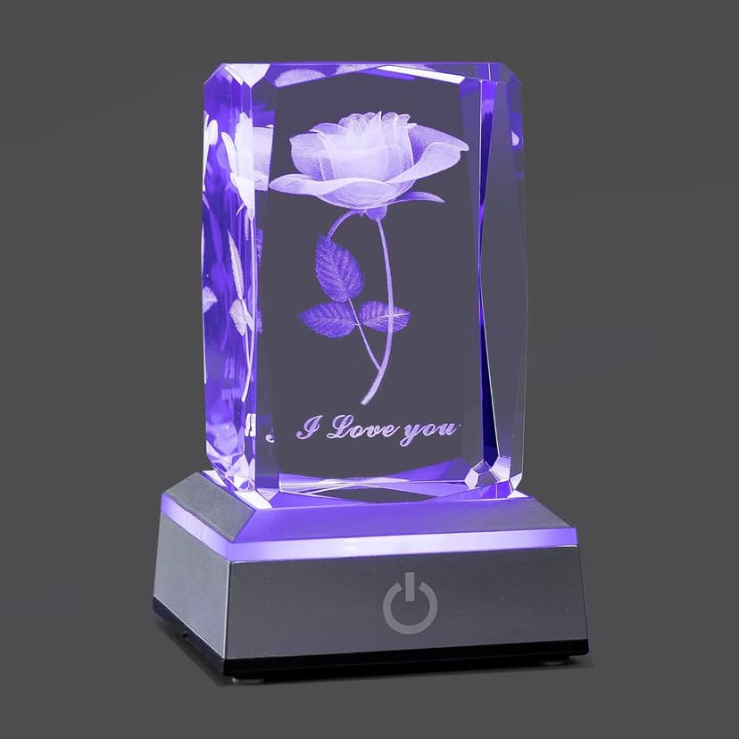 hochance 3D Rose Crystal Night Lamp with Adjustable LED Multicolor Lights for Girlfriend, Wife - Valentine's Day, Anniversary,Birthday Presents, Christmas Gifts for Her