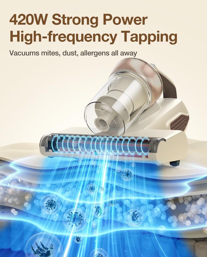 Jimmy Mattress Vacuum Cleaner, Bed Vacuum with UV & Ultrasound, High Heating, Smart Dust Sensor, 15Kpa Powerful Suction, Lightweight, Deep Clean Dust and Pet Hair in One Go(BX6 Lite, Corded)