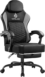 WAILOR Gaming Chair with Pocket Spring Cushion, Video Game Computer Chair with Footrest for Adults, High Back Gamer Leather Chair with Headrest and Lumbar Support for Office Gaming 300LBS