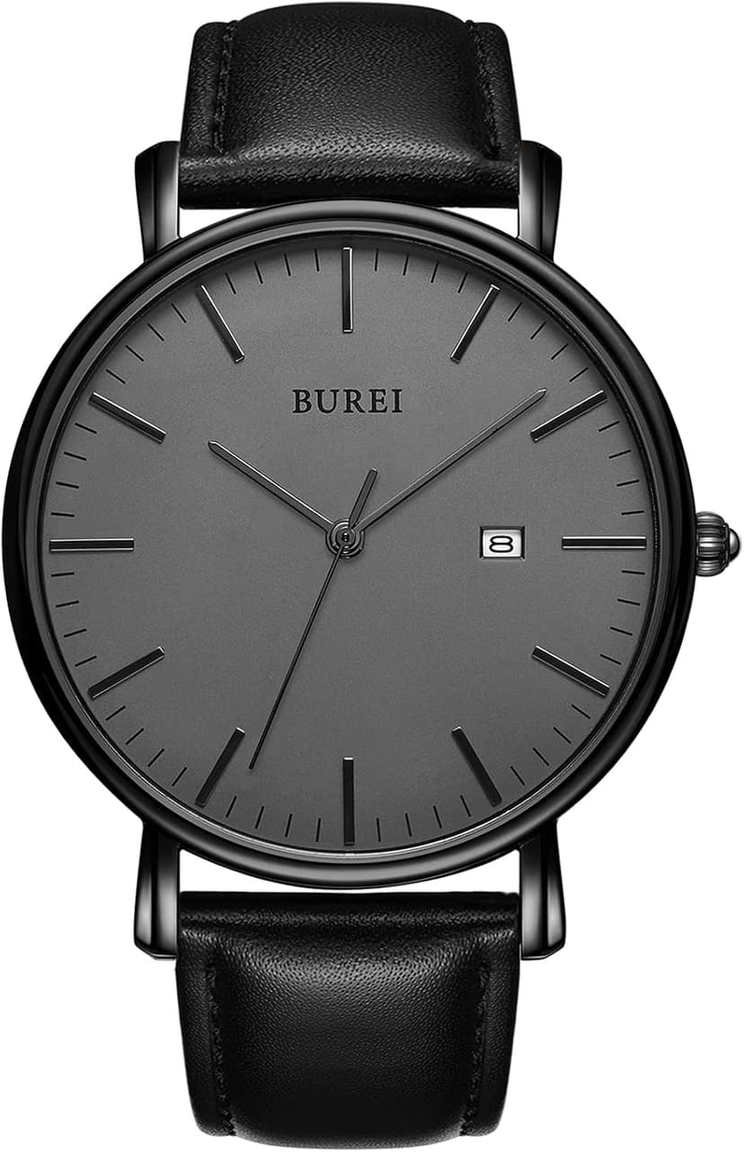 BUREI Men Wrist Watches Fashion Minimalist Analog Quartz Waterproof Watches for Men