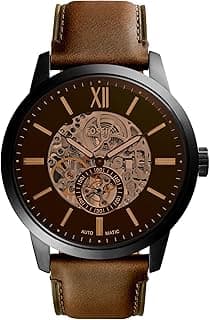Fossil Men's Townsman Automatic Stainless Steel and Leather Two-Hand Skeleton Watch
