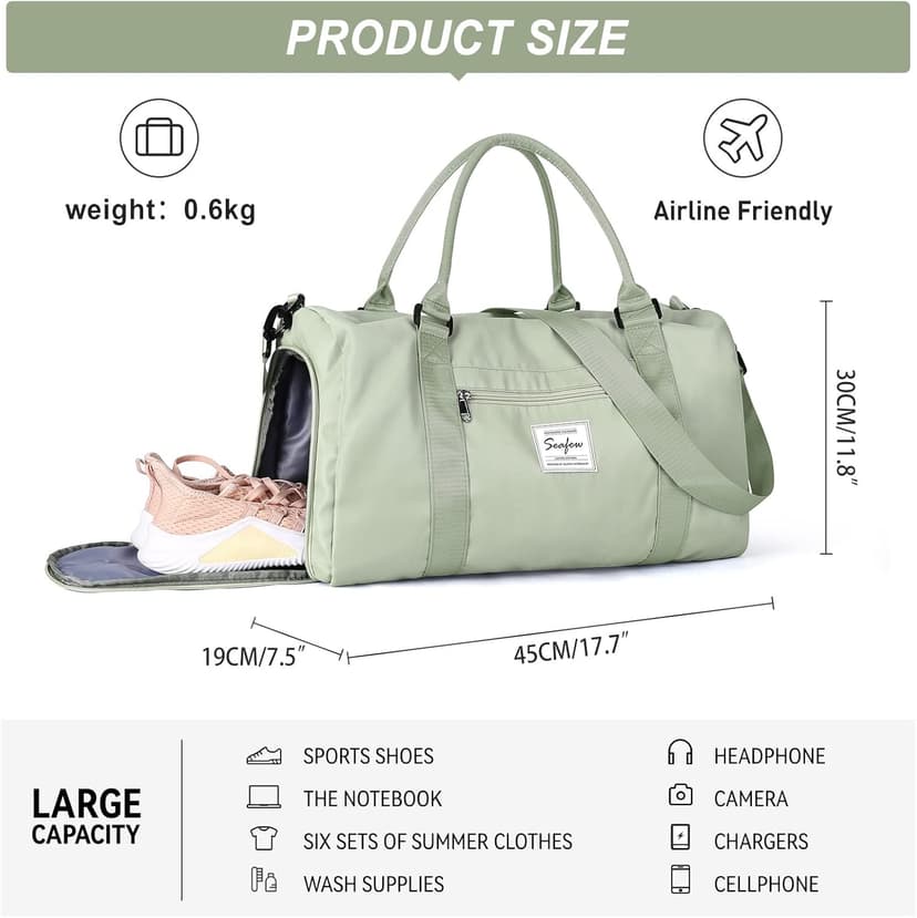 BJLFS Weekender Duffel Bags for Women Men, Travel Totes Bag for Airplane, Cute Sports Gym Dance Overnight Luggage Bag with Wet Pocket Shoe Compartment, Carry On Hospital Bag for Labor and Delivery