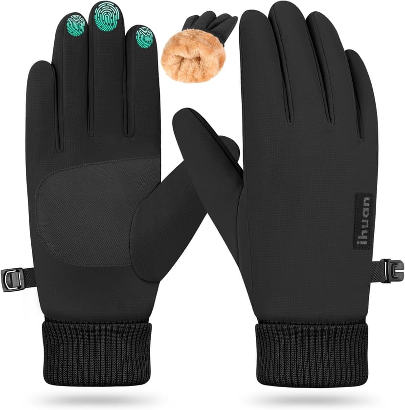 ihuan Winter Waterproof Gloves Cold Weather - Snow Ski Windproof for Men Women, Warm Touchscreen Thermal for Running Cycling