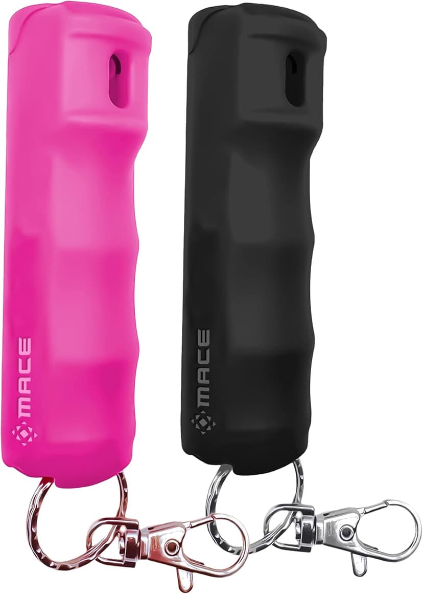 Mace Pepper Spray - Maximum Police Strength OC with UV Dye, Fast Flip Top, Ergonomic Finger Grip, Easy Carry Keychain, 12 Feet Range, 0.42 oz Compact Model, Self Defense Pepper Spray for Women & Men