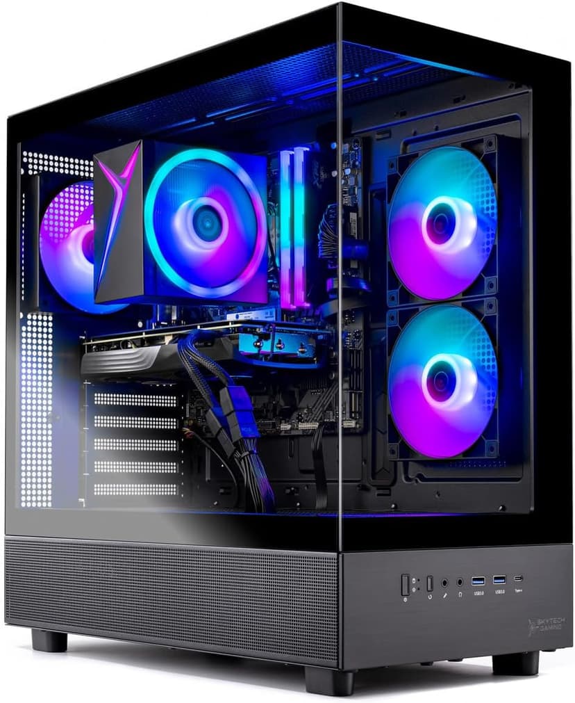 Skytech Gaming Azure 3 Desktop PC, Ryzen 7 7700 3.8 GHz (5.3GHz), NVIDIA RTX 5060, 1TB NVMe SSD, 32GB DDR5 RAM 5200 RGB, 650W Gold PSU, Wi-Fi, Win 11