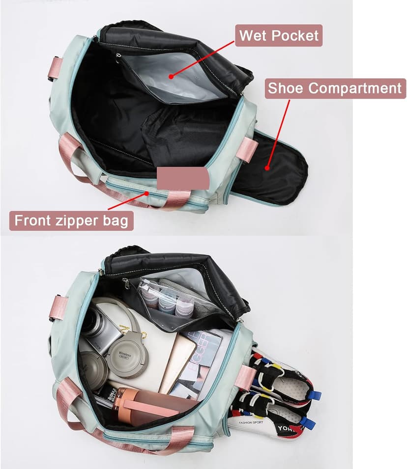 BEULPTN Small Gym Bag for Women, Travel Duffle Bag Carry On Weekender Bag with Shoe Compartment