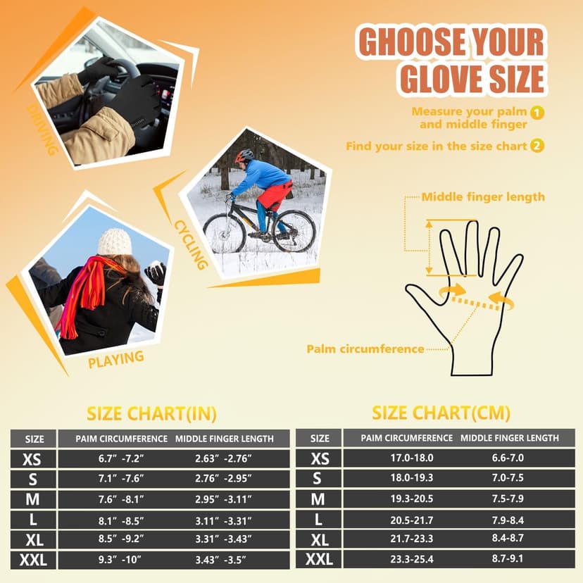 ihuan Winter Waterproof Gloves Cold Weather - Snow Ski Windproof for Men Women, Warm Touchscreen Thermal for Running Cycling