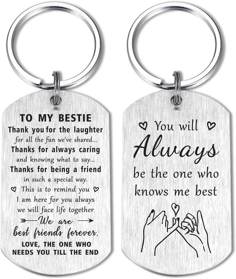to My Bestie Gifts for Her - Bestie Birthday Friends Friendship Engraved Keychain Gifts
