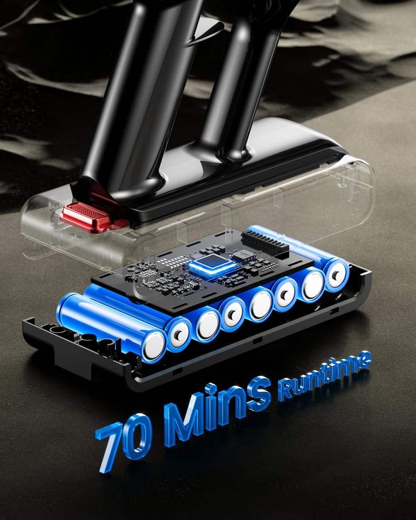 Kermoky Cordless Vacuum Cleaner, 650W 55KPA 70Mins Vacuum Cleaners for Home, Self-Standing Cordless Stick Vacuum with Anti-Tangle, Lightweight Wireless Vacuum for Hardwood Floor/Carpet/Pet Hair