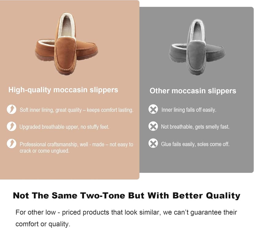 Lulex Moccasins for Men House Slippers Indoor Outdoor Plush Mens Bedroom Shoes with Hard Sole