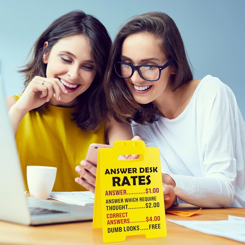 MBL Funny Office Decor Accessories - Answer Desk Rates, Gag Fun Cubicle Decoration Plaque Sign Gifts for Women Men Coworker Teammate Teacher Employee Bosses Appreciation Boss Day White Elephant