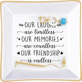 PUDDING CABIN Best Friend Birthday Gifts for Women Friendship is Endless Jewelry Dish for Women Rings Earrings, Unique Gifts for Woman Female Friend Birthday Christmas Mothers Day Gift