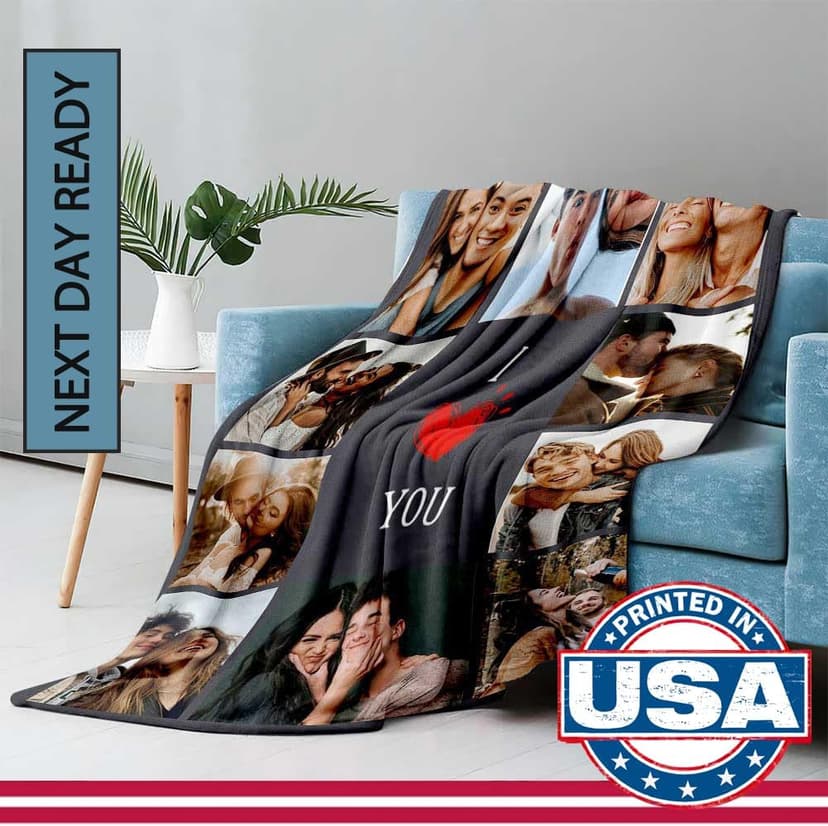 Ships Next Day, Custom Photo Blanket I Love You Girlfriend Boyfriend Gifts, Personalized Blankets Couples Gifts Christmas Blankets Women Gifts