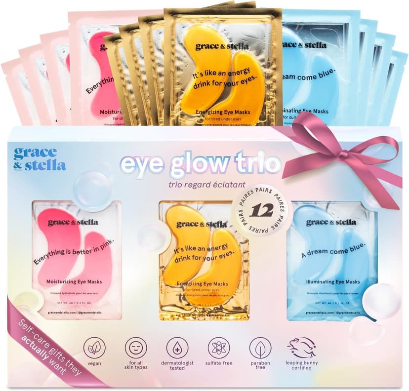 grace & stella Under Eye Patches (12 pairs) Eye Masks for Puffy Eyes and Dark Circles - Birthday Gifts for Women, Bachelorette Party Favors, Bridesmaid, Self Care and Relaxation Gifts for Her - Vegan