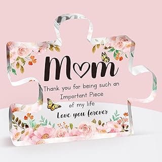 Gifts for Mom - Delicate Mom Birthday Gifts from Daughter Son - Engraved Acrylic Block Puzzle Piece 3.9 x 3.3 inch - Mothers Day Christmas Birthday Gifts for Mom, Ideas