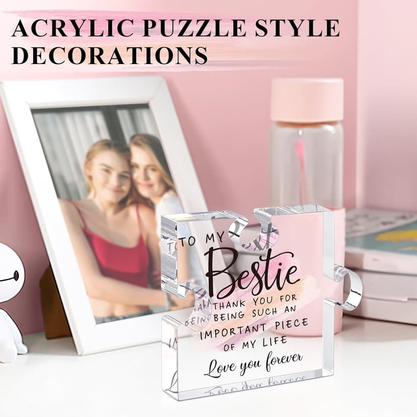 Bestie Gifts for Women Friendship - 0.6" Thickness Acrylic Puzzle & Gift Box,Gifts for Friends Female,Friend Keepsake for Women Birthday,Bff Soul Sister Work Bestie Gift for Thankgiving Present
