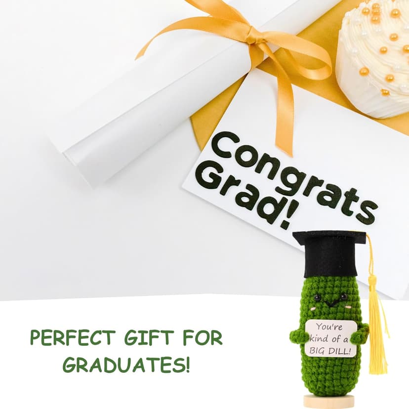 Graduation Gifts Big Dill Pickle with Stand. Supportive Gifts for PHD, College, High School. Dorm Room Desk Decor Keepsake. Funny Gag Gift