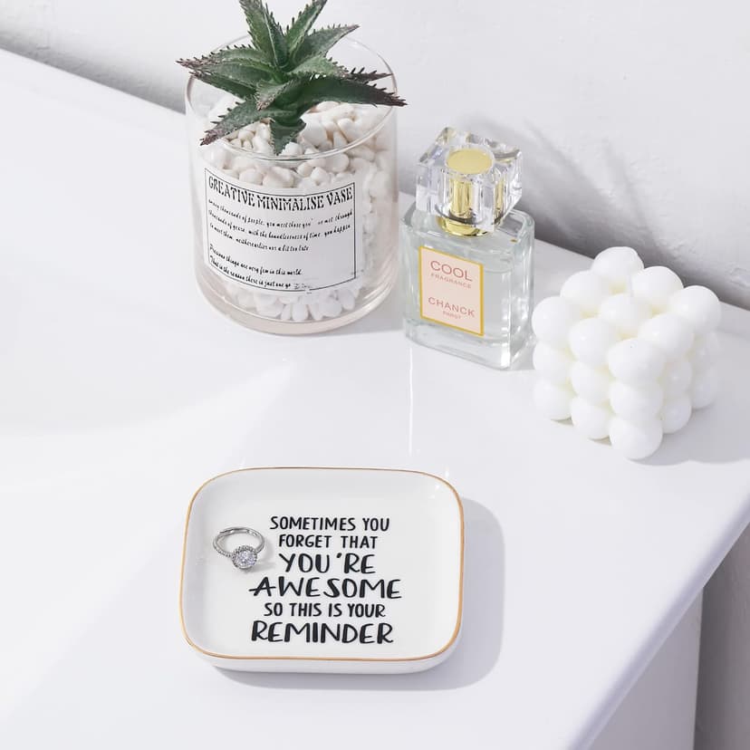 PUDDING CABIN Inspirational Gifts for Women Ring Dish You're Awesome So This is Your Remind Birthday Gifts for Women Unique, Friends Gifts for Her Mom Sister Coworker