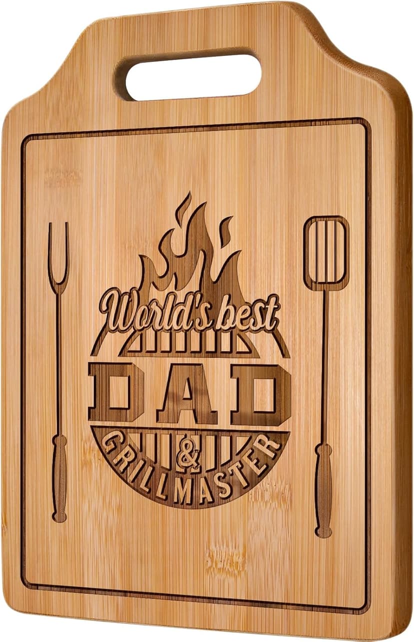 AceThrills Dad Birthday Gift for Dad Gifts Who Wants Nothing from Daughter Son - Engraved Bamboo Cutting Board 12.3"L x 8.7"W x 0.4"Th