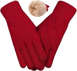 Winter Wool Gloves for Women Men Warm Touch Screen Fleece Lined Elastic Knit Snow Gloves for Cold Weather