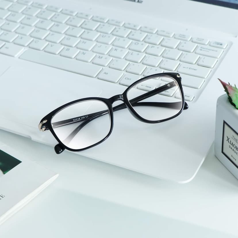 VisionGlobal Blue Light Blocking Glasses for Women/Men, Anti Eyestrain, Computer Reading, TV Glasses, Stylish Square Frame, Anti Glare(Black,+1.25 Magnification)