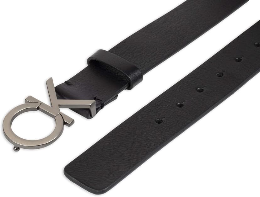 Calvin Klein Men’s CK Monogram Cut Out Buckle Belt – Casual Belt for Jeans & Everyday Wear