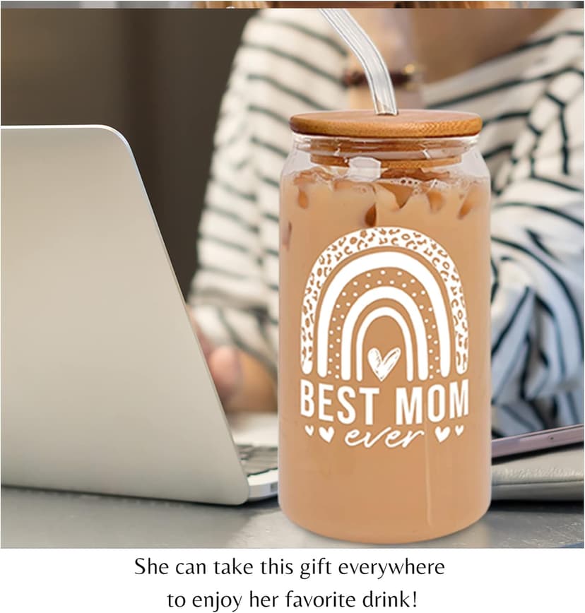 Gifts for Mom from Daughter Son - Birthday, Mothers Day, Christmas Mom Gifts for Wife, Her - Gift Ideas for Mama, Mother - Gift for New Moms, Mothers - 16 Oz 2-sided Can Glass