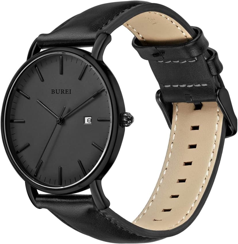 BUREI Men Wrist Watches Fashion Minimalist Analog Quartz Waterproof Watches for Men