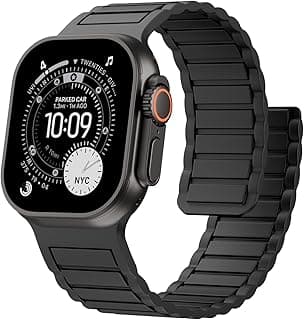 Magnetic Silicone Band Compatible with Apple Watch Bands 49mm 46mm 45mm 44mm 42mm 41mm 40mm 38mm Men Women, Soft Sport Strap Strong Magnet Watchband for iWatch Ultra 3-1 SE Series 11/10/9/8/7/6/5/4/3