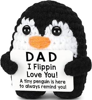 Gifts for Dad from Daughter Son Wife, Handmade Crochet Mini Penguin Christmas Birthday Gifts for Dad Bonus Step Fathers, Funny I Love You Gift for Dads Christmas Stocking Stuffers Emotional Cute Decor