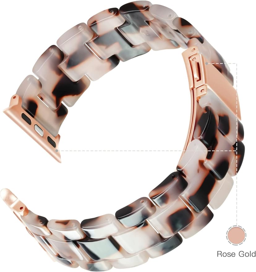 Lightweight Resin Band For Apple Watch Series 11 10 SE 9 8 7 6 5 4 3 2 1 Ultra 3 2, Fashion Adjustable Replacement Strap for iWatch Bands 38mm 40mm 41mm 42mm 44mm 45mm 46mm 49mm for Women Men